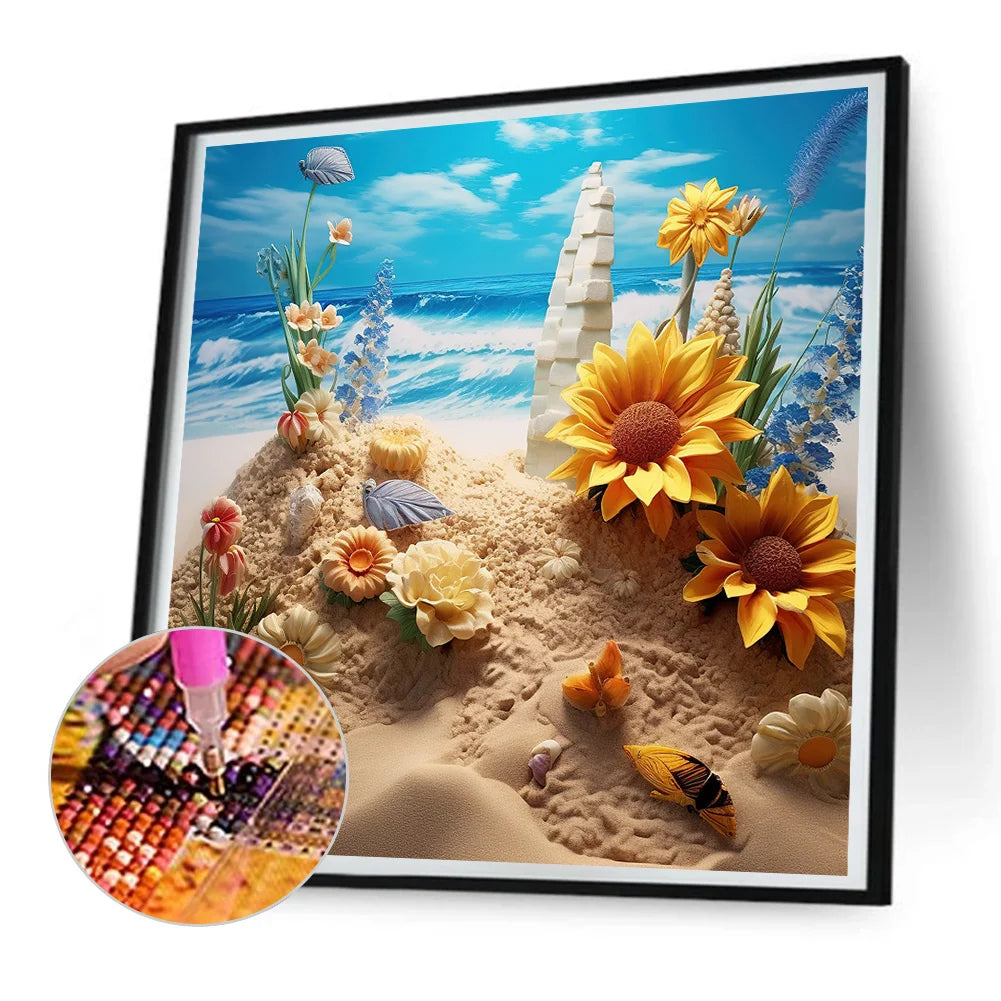 Sunflowers On The Beach | Diamond Painting