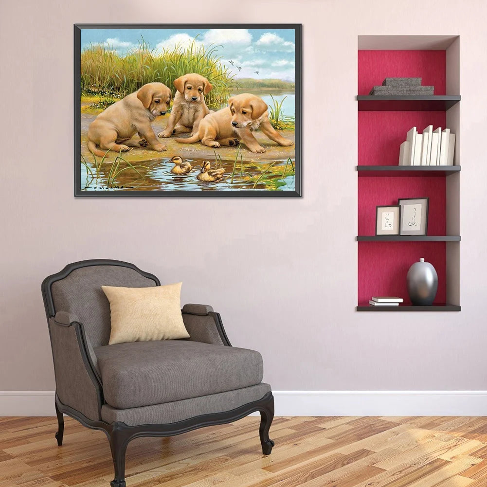 Yellow Labrador Dog By The River | Diamond Painting