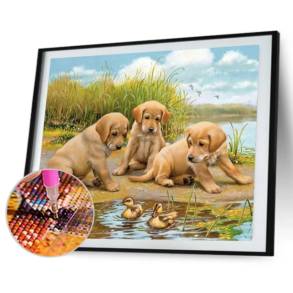 Yellow Labrador Dog By The River | Diamond Painting