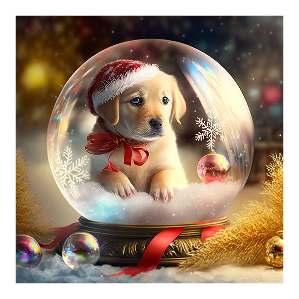 Christmas Dog Yellow Labrador | Diamond Painting