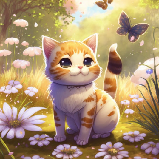 Cat with Butterfly | Diamond Painting