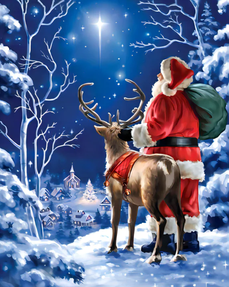 Santa Claus Elk Christmas | Diamond Painting