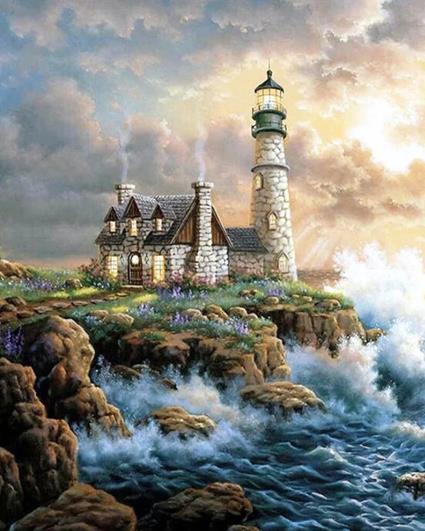 Lighthouse Of Crashing Waves | Diamond Painting