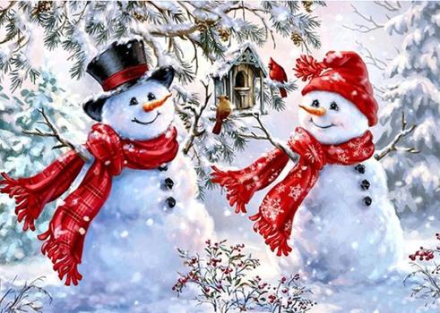 Two Christmas Snowmen | Diamond Painting
