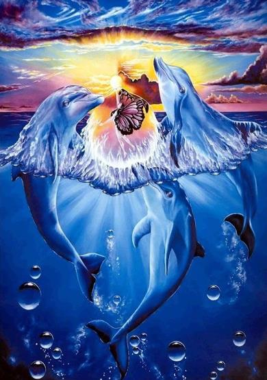 Dolphins And Butterflies | Diamond Painting