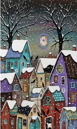 Snow Night Landscape | Diamond Painting