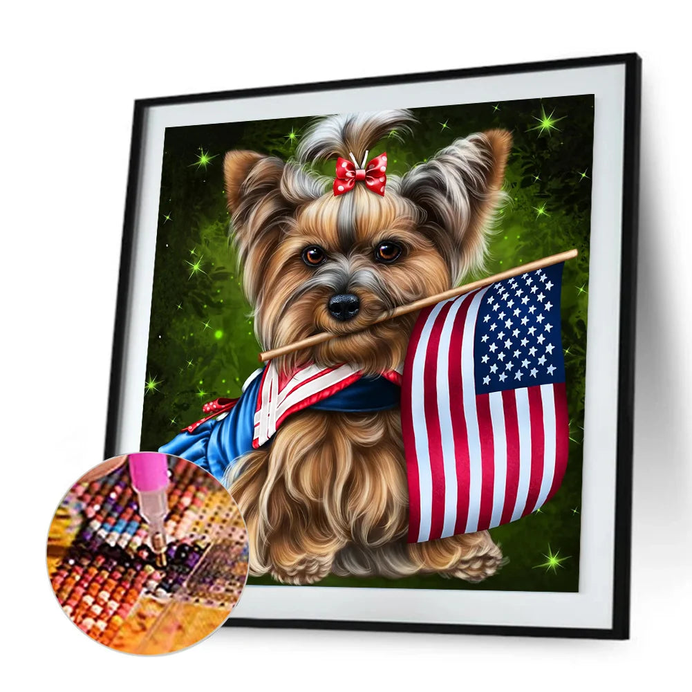 Flag Dog Yorkie | Diamond Painting