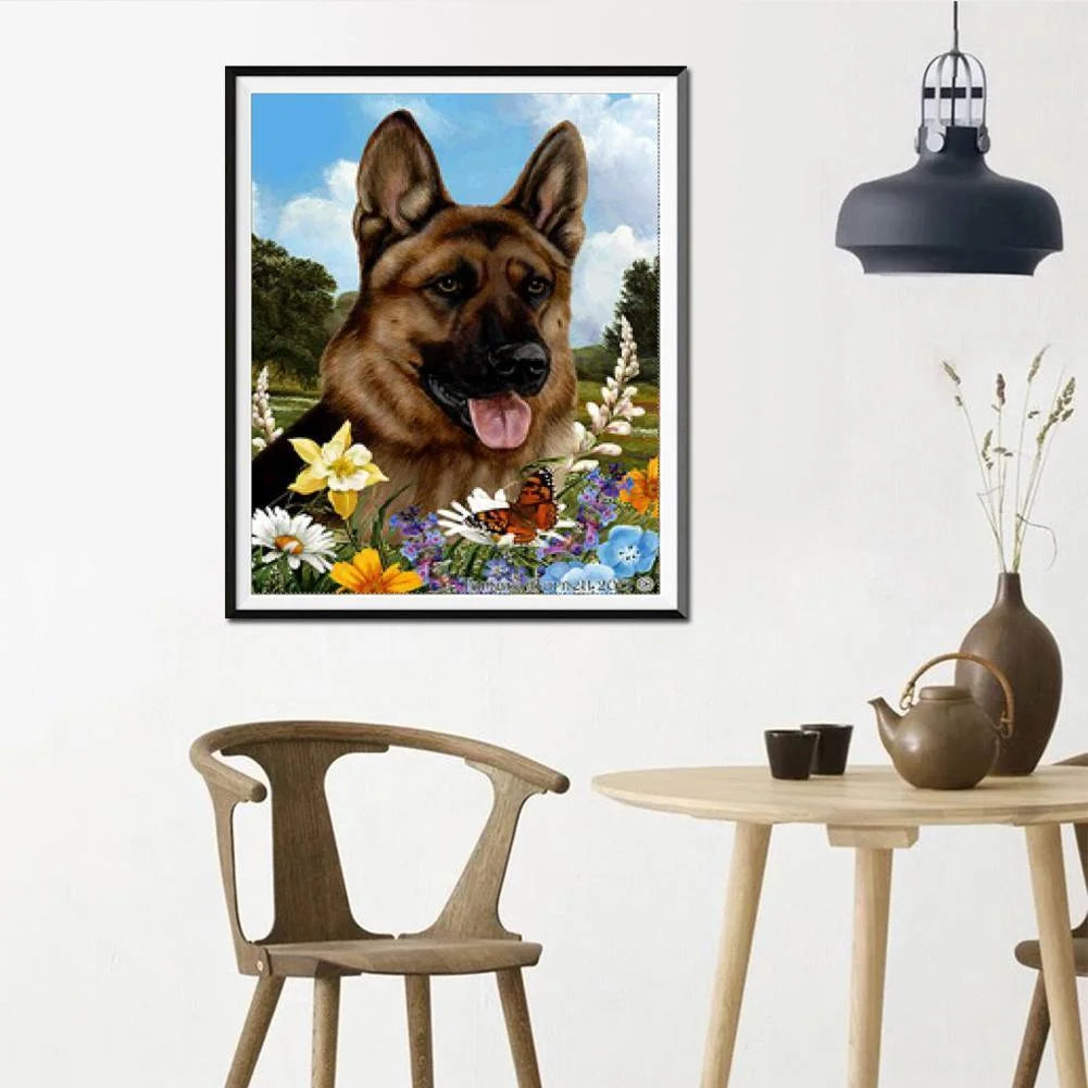 Flower Dog German Shepherd | Diamond Painting