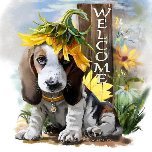 Sunflower Dog Beagle | Diamond Painting