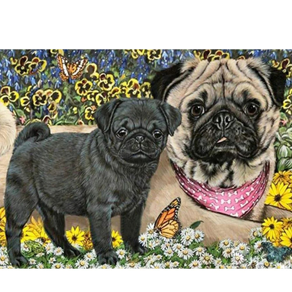 Butterfly And Dog Pug | Diamond Painting