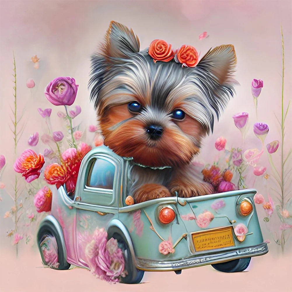 Yorkie Dog Driving | Diamond Painting