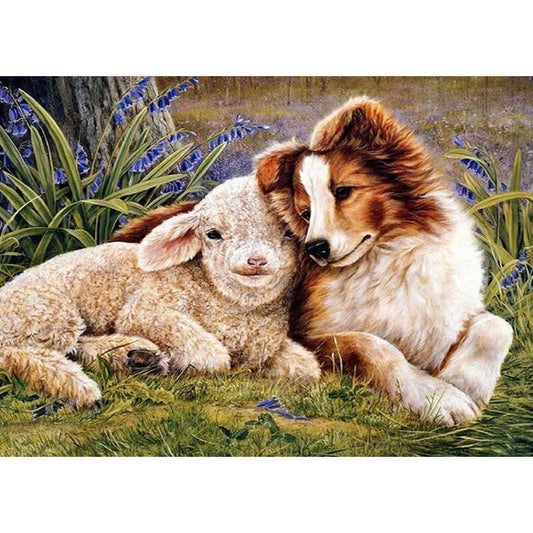 Sheep And Dog Australian Shepherd | Diamond Painting