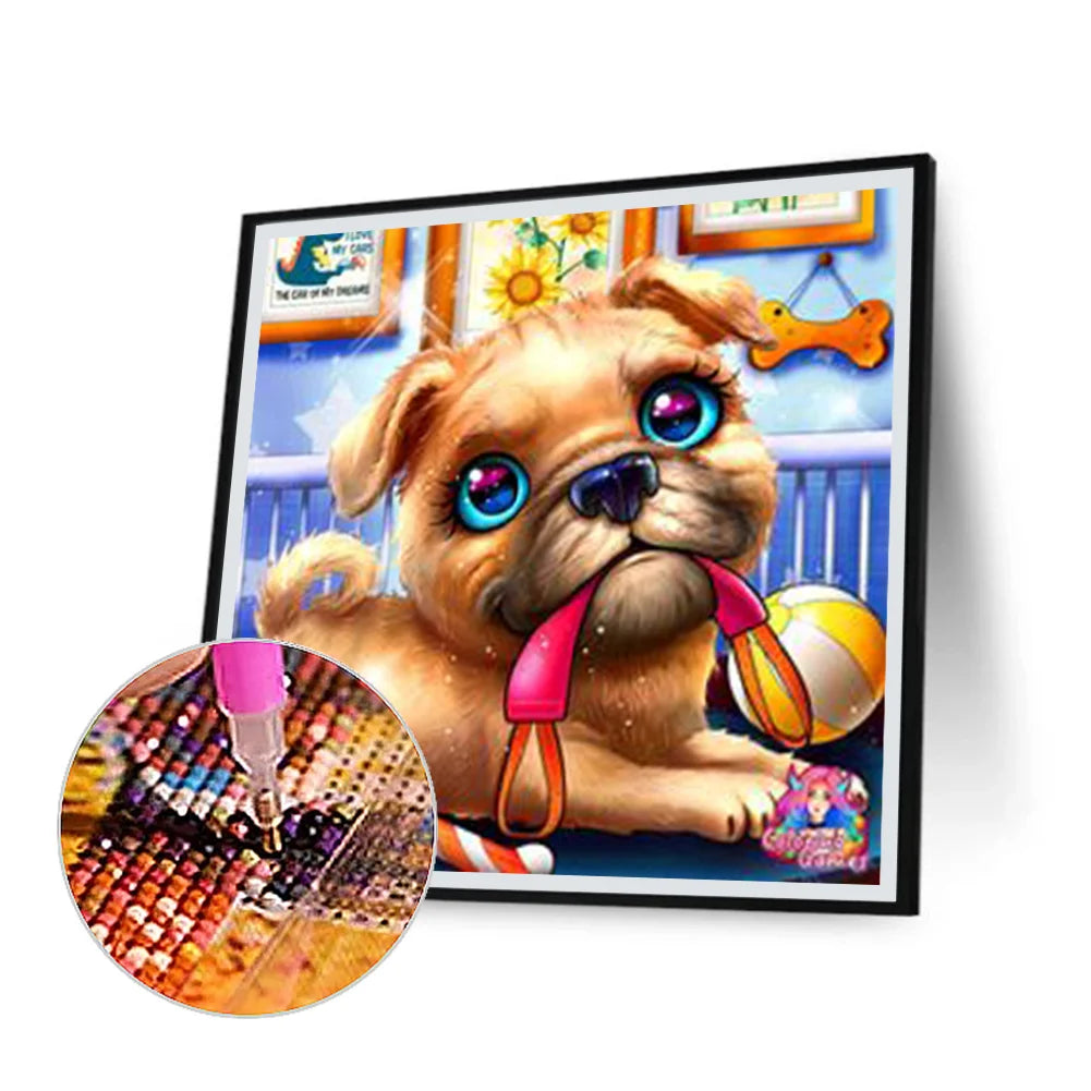 Playing Dog Pug | Diamond Painting