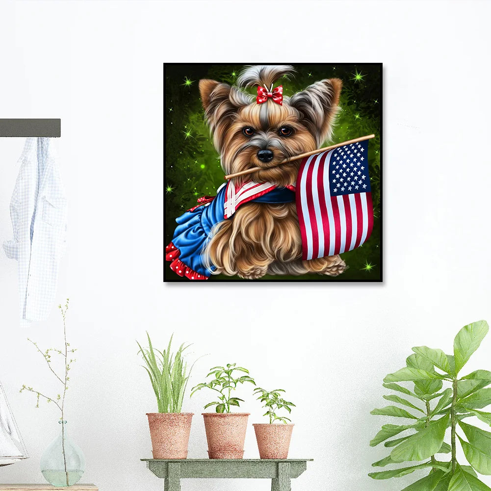 Flag Dog Yorkie | Diamond Painting