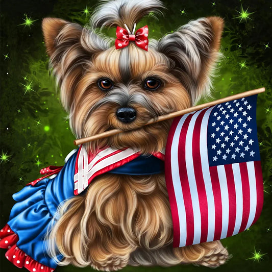 Flag Dog Yorkie | Diamond Painting