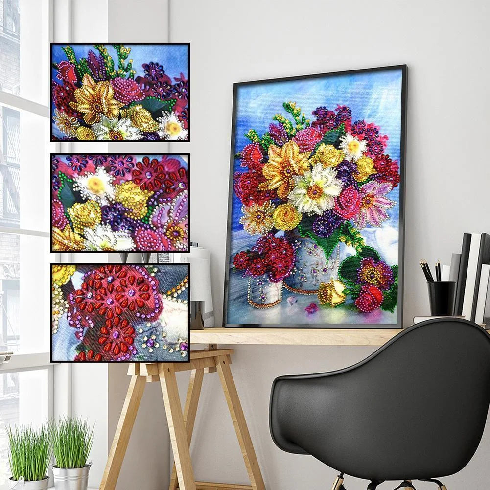 Colorful Flower | Special Shaped Diamond Painting