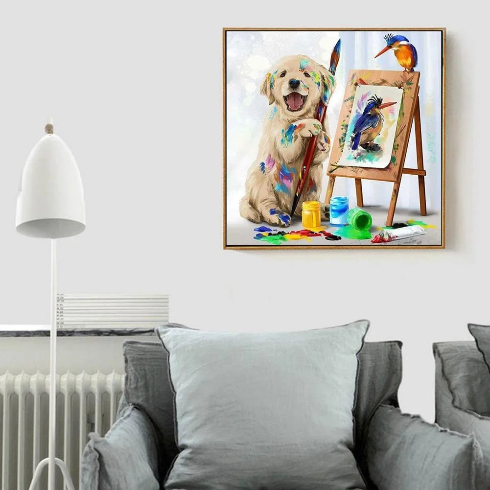 Yellow Labrador Dog Is Painting | Diamond Painting