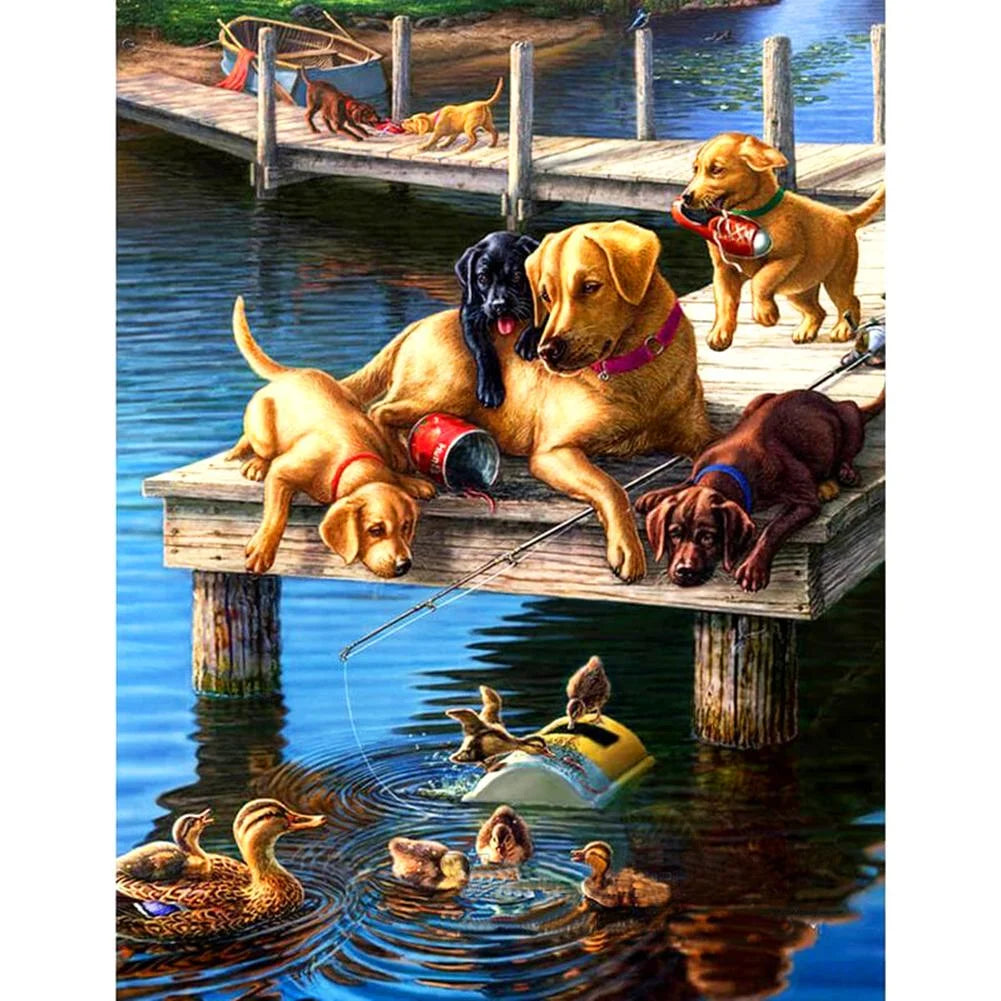Black Chocolate Yellow Labrador Dog | Diamond Painting