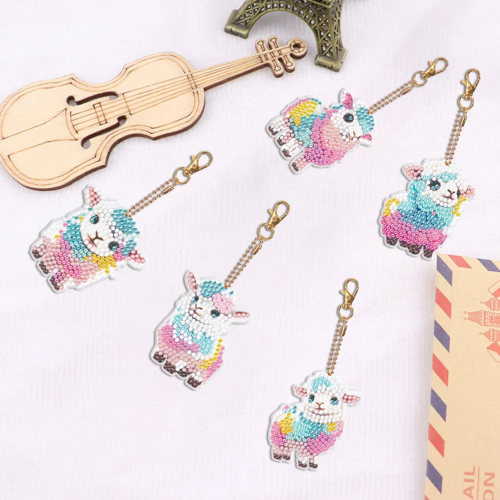 Diy 5pcs/set  Diamond Painting Keychain