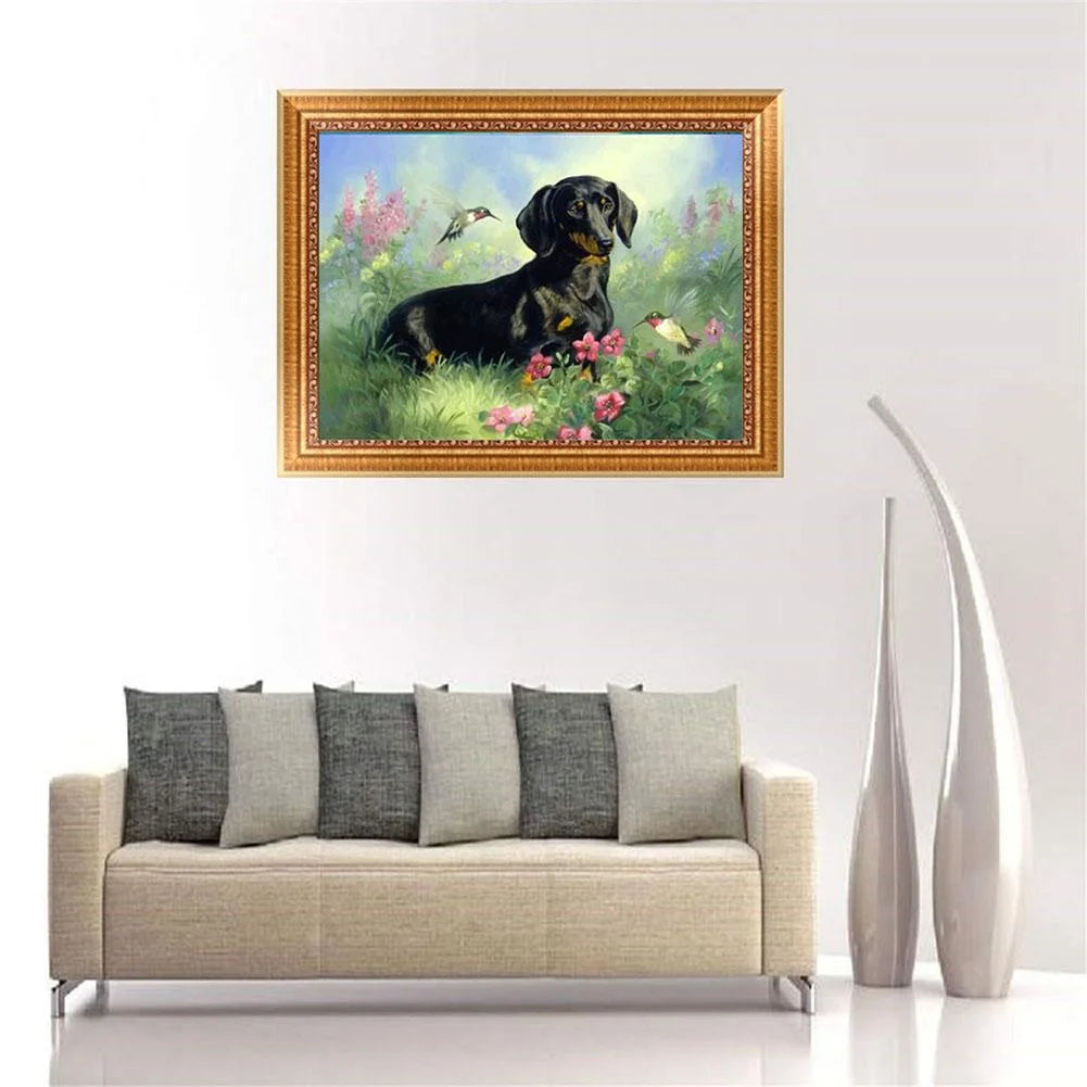 Bird And Dog Dachshund | Diamond Painting