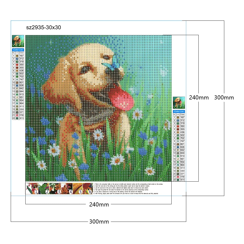 Golden Retriever Dog Playing | Diamond Painting