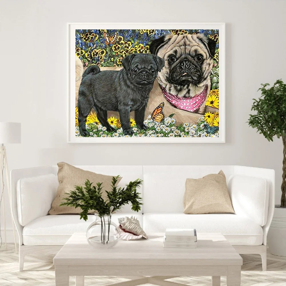 Butterfly And Dog Pug | Diamond Painting