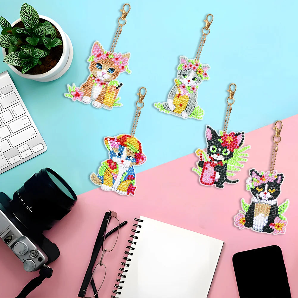 Diy 5pcs/set  Diamond Painting Keychain