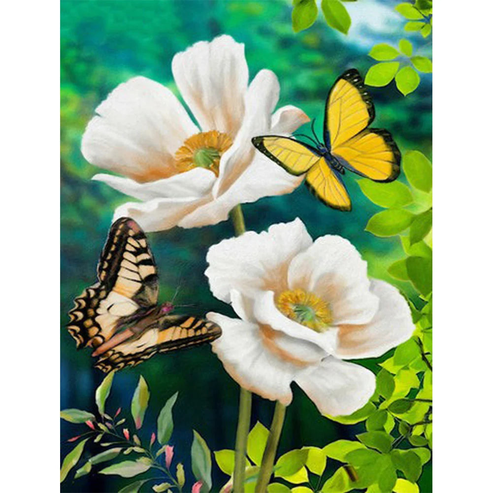 White Flower Butterfly | Diamond Painting