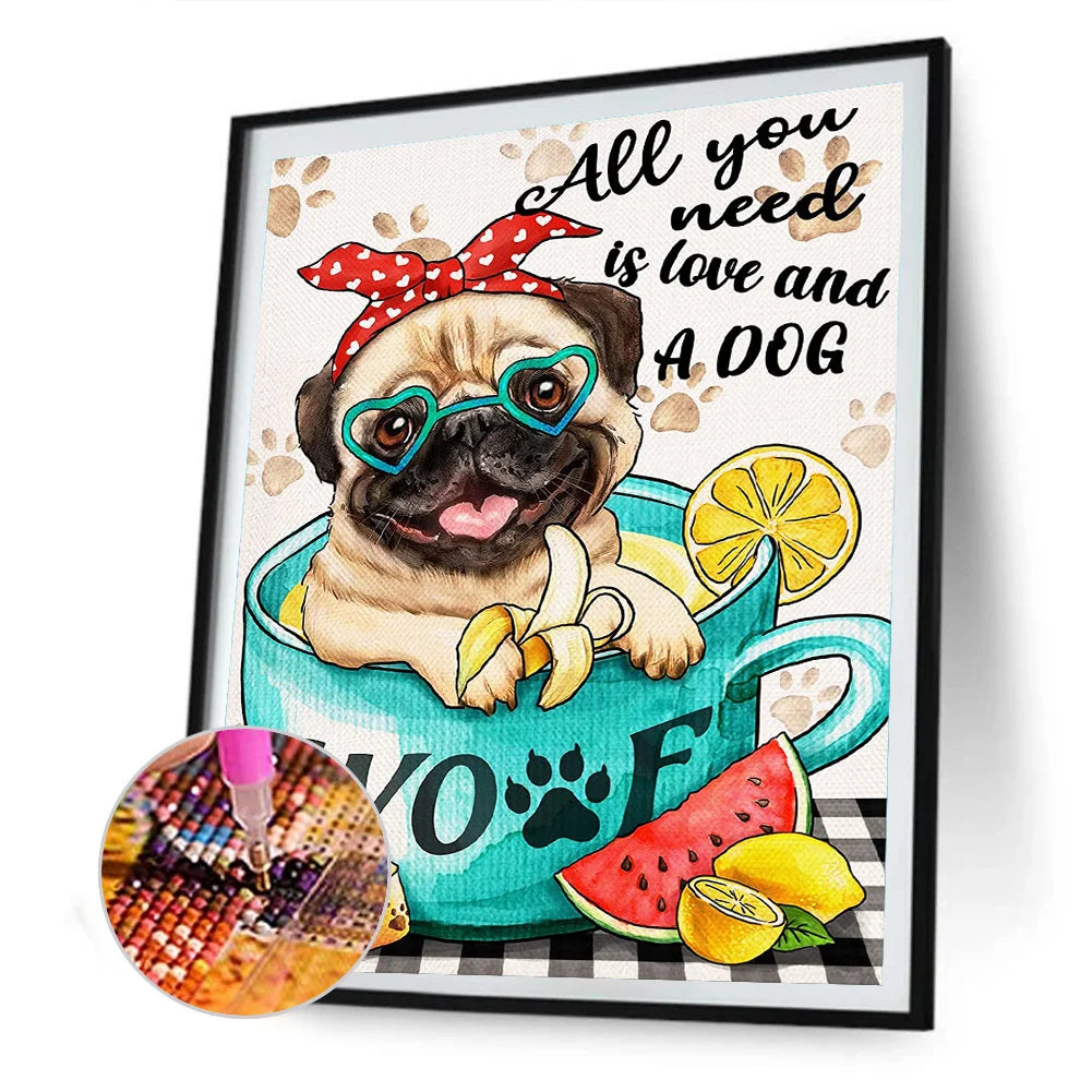 Cup Dog Pug | Diamond Painting