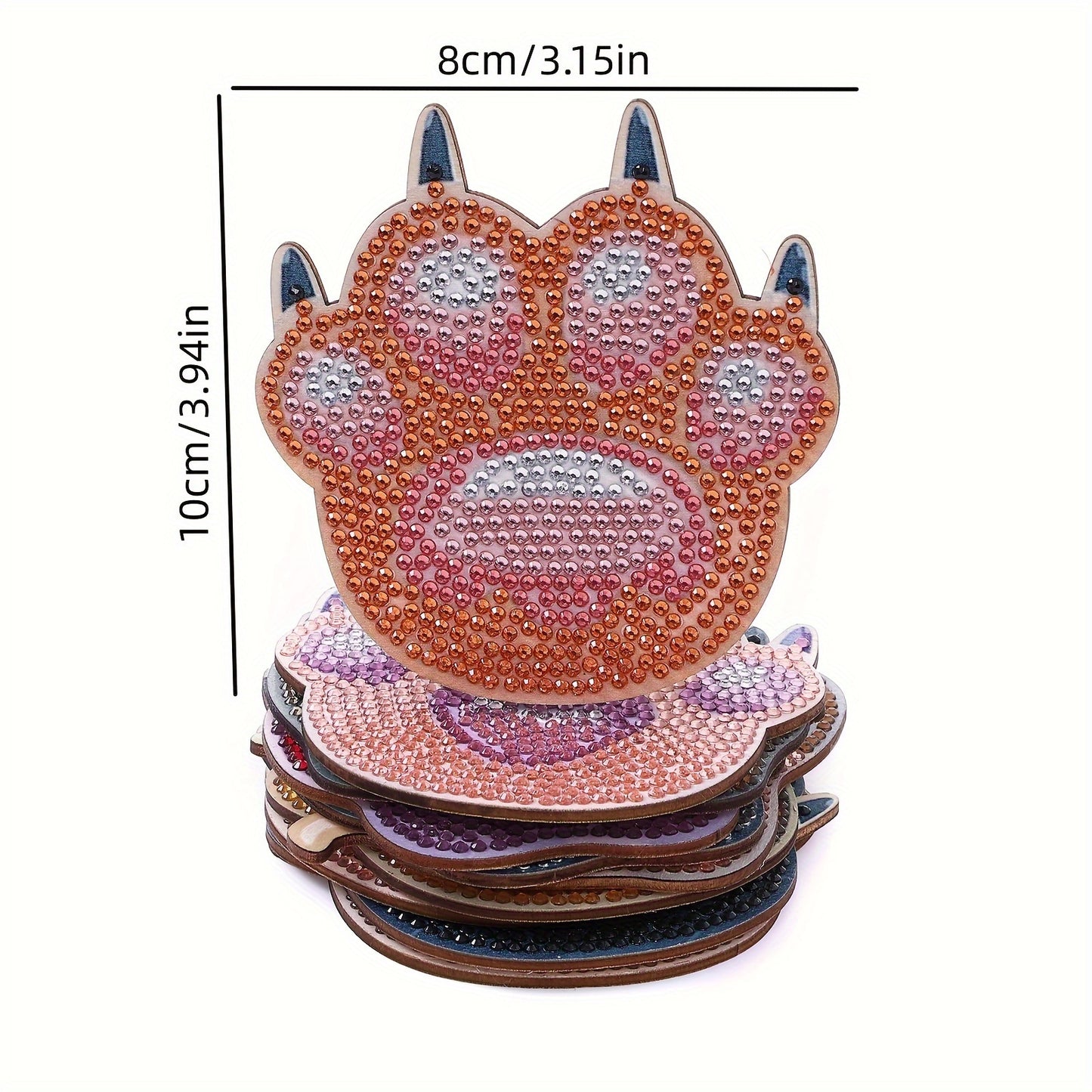 Diy 10pcs/set Cat  Diamond Painting Coasters with Holder