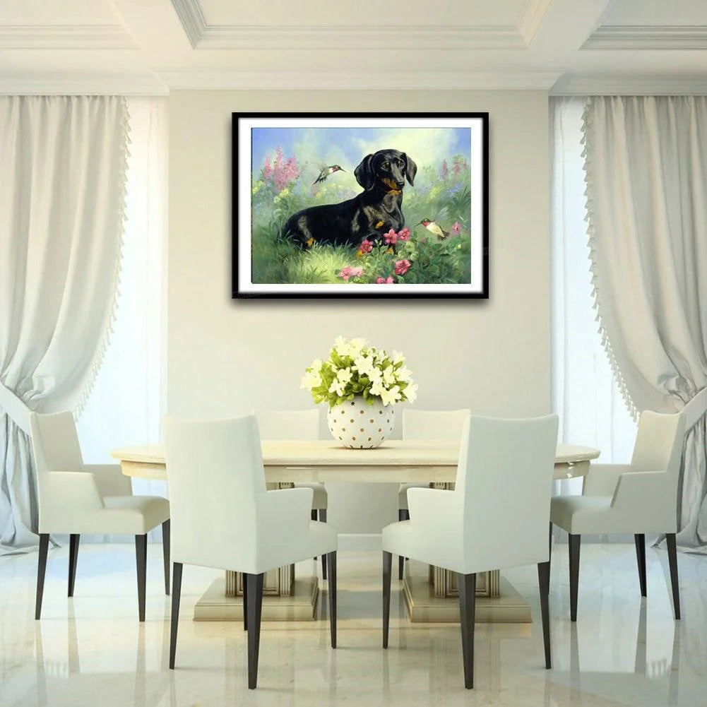 Bird And Dog Dachshund | Diamond Painting