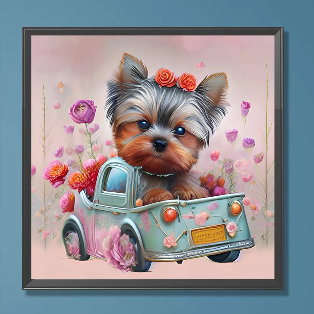 Yorkie Dog Driving | Diamond Painting