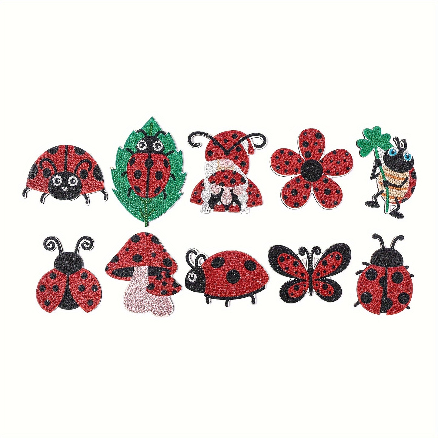 Diy 10pcs/set Ladybug  Diamond Painting Coasters with Holder