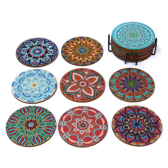 Round Diamond Shaped Diamond DIY Painted Coaster Set Mandala Pattern Coaster For Decoration And Gifts