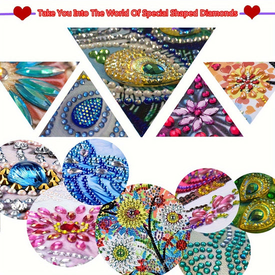 8pcs DIY Round Diamond Shaped Diamond Painted Coasters Kit Language Pattern Coasters For Home Decoration And Gifts