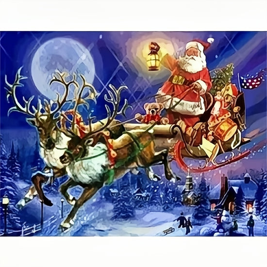 1pc 5D Diamond Painting Full Round Christmas Diamond Embroidery Santa Claus Cartoon Picture Of Rhinestone 30x40cm12x16inch Without Frame