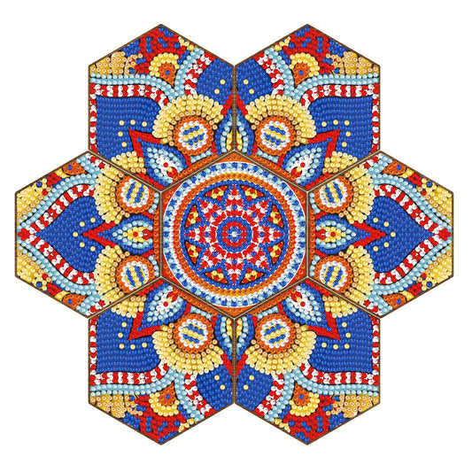 Diy 7pcs/set Mandala Flower  Diamond Painting Coasters with Holder