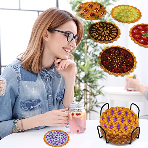 Diy 8pcs/set Mandala  Diamond Painting Coasters with Holder