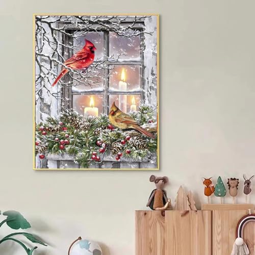 Snow Red Bird Christmas | Diamond Painting
