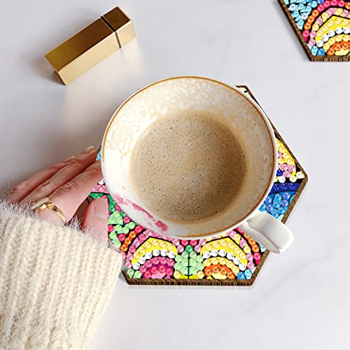 Diy 7pcs/set Mandala Flower  Diamond Painting Coasters with Holder