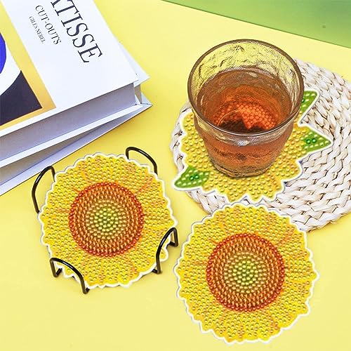 Diy 10pcs/set Butterfly Flower  Diamond Painting Coasters with Holder