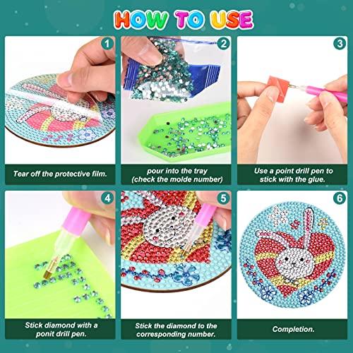 Diy 8pcs/set Easter  Diamond Painting Coasters with Holder