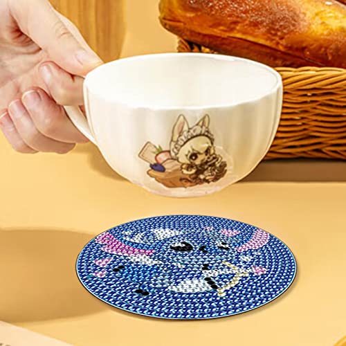 Diy 6pcs/set Cartoon  Diamond Painting Coasters with Holder