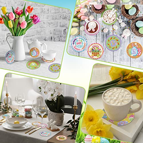 Diy 8pcs/set Easter  Diamond Painting Coasters with Holder