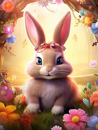 Rabbit With Flower | Diamond Painting
