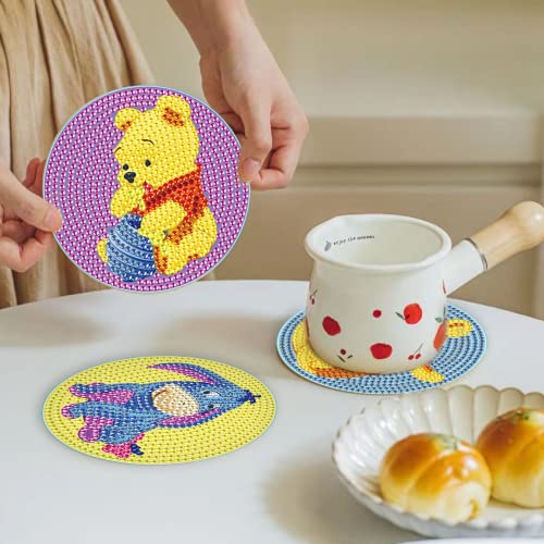 Diy 5pcs/set Bear  Diamond Painting Coasters with Holder