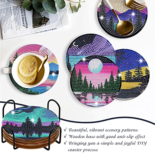 Diy 8pcs/set  Diamond Painting Coasters with Holder