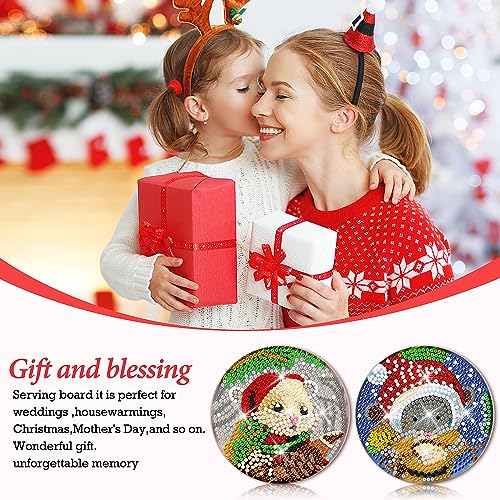 Diy 8pcs/set Christmas  Diamond Painting Coasters with Holder