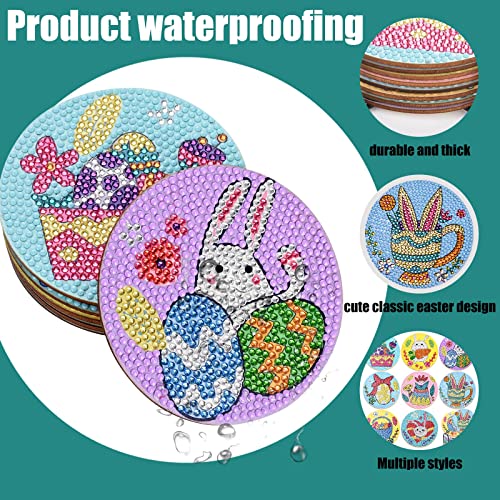 Diy 8pcs/set Easter  Diamond Painting Coasters with Holder