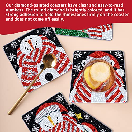 Diy 6pcs/set Gnome Christmas  Diamond Painting Coasters with Holder